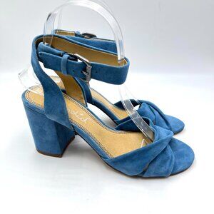 Splendid Womens Size 6 Blue Suede Leather Block‎ Heels Sandals Shoes